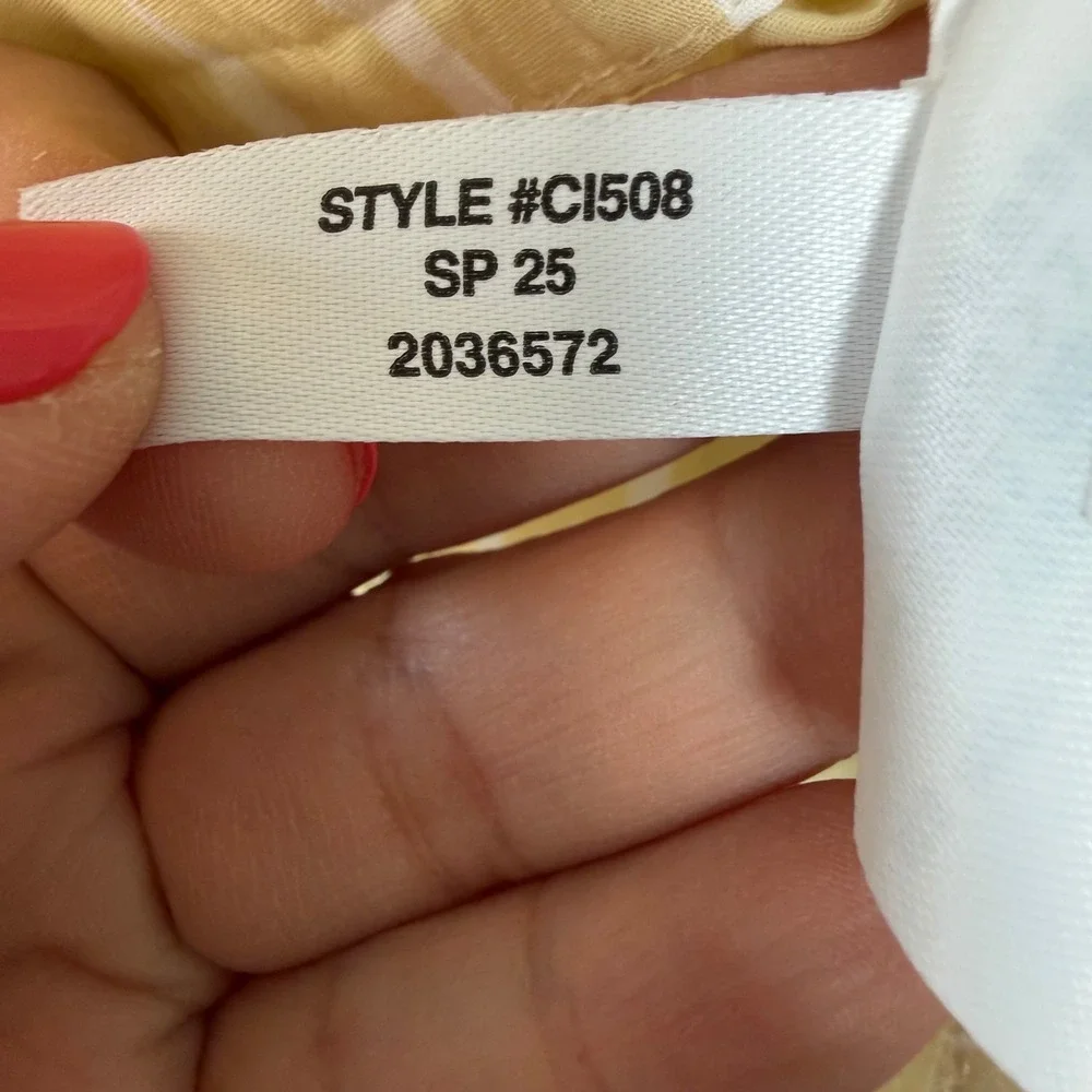 J. Crew‎ Yellow Ciel Top Striped Cotton Poplin Blouse Long Sleeve Size Large